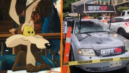 Coyote vs Acme advert showing a piano fallen on a parked car