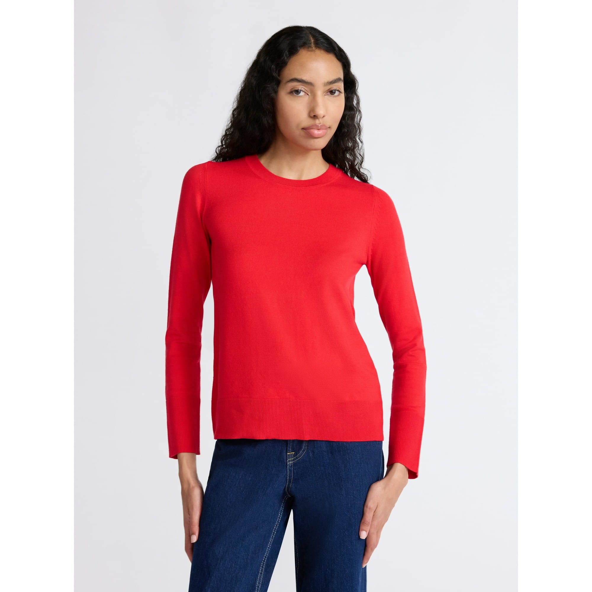 Free Assembly Women&#039;s and Women&#039;s Plus Cozy Yarn Crewneck Sweater With Long Sleeves. Lightweight, Sizes Xs-4x