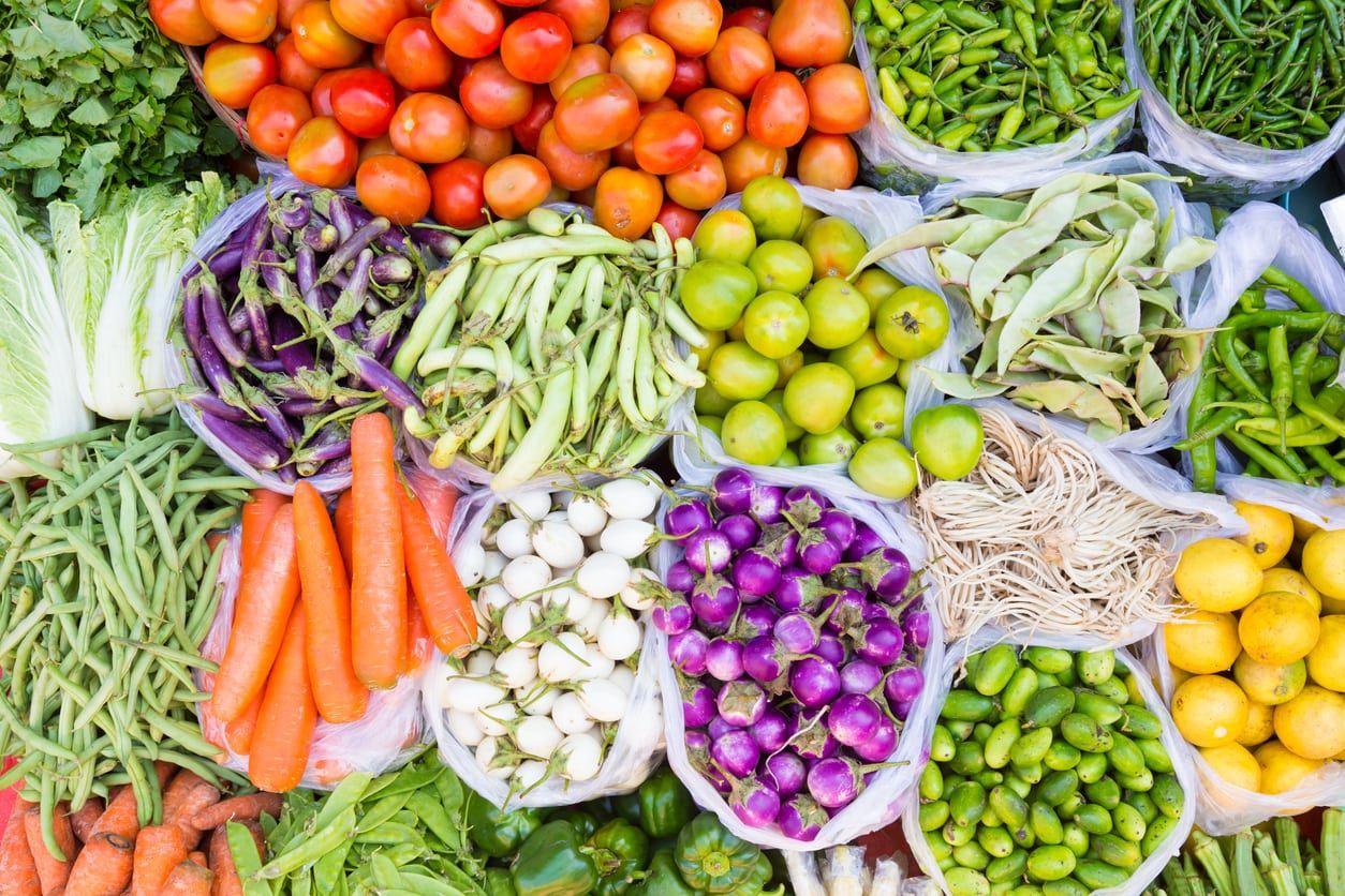 Bags Full Of Fresh Fruits And Vegetables