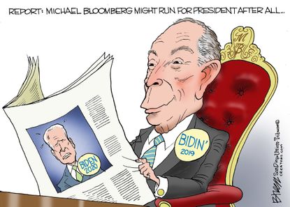 Political Cartoon U.S. Bloomberg Presidential Biden 2020