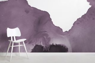 inky purple and white watercolour style ombre wall mural