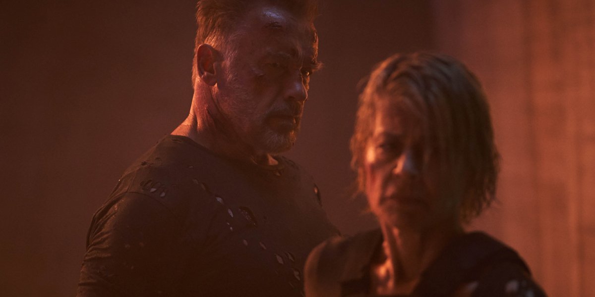 Arnold Schwarzenegger and Linda Hamilton in Terminator Dark Fate