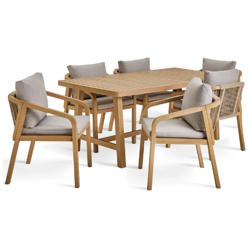 Habitat, Habitat Hania 6 Seater Wooden Patio Set - Natural
