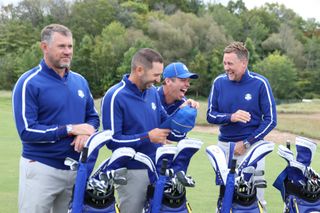 Four European players line up for pictures ahead of the 2021 Ryder Cup
