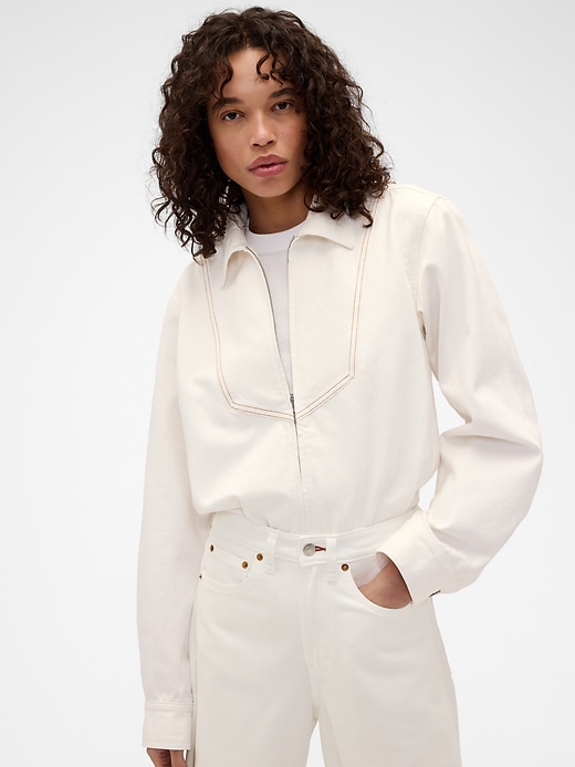 Gap &amp;times; Victoria Beckham Denim Zip Shirt