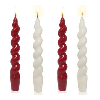 4pcs 7.5inch Red & White Taper Candles