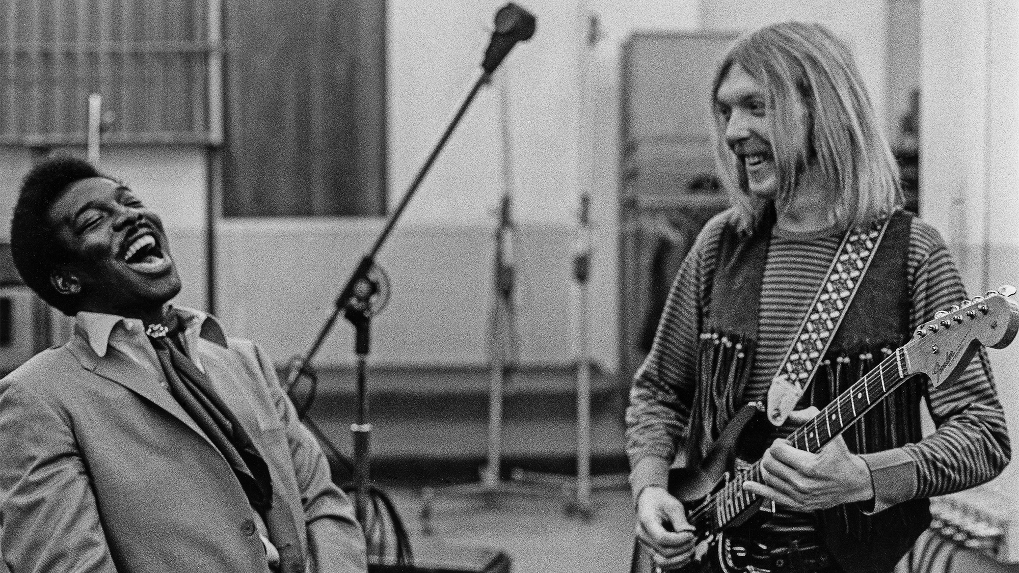 Soul singer Wilson Pickett and guitarist Duane Allman record at Muscle Shoals Recording Studios in November 1968 in Sheffield, Alabama.