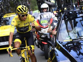 Egan Bernal (Team Ineos) celebrates Tour de France victory on stage 21