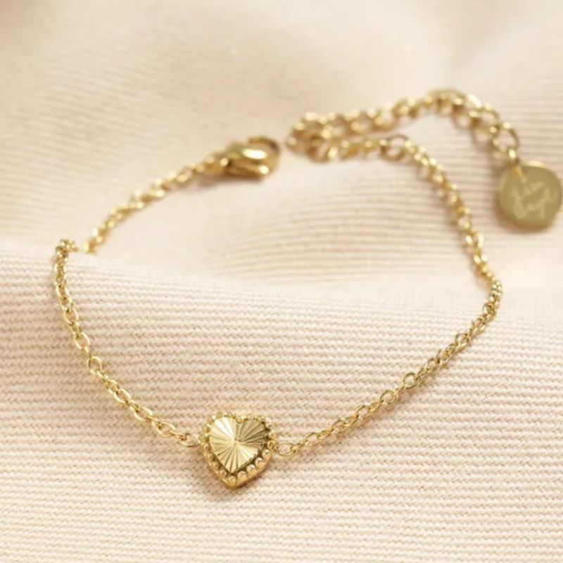 gold heart pendant bracelet