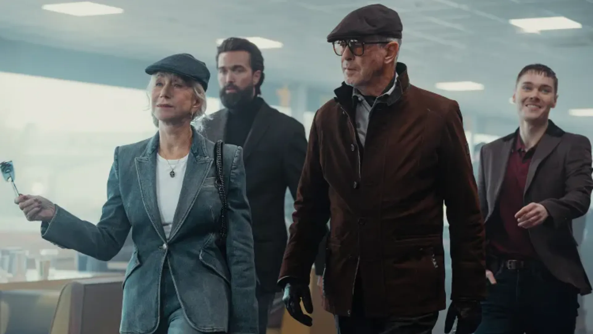 Helen Mirren, Emmett J Scanlan, Pierce Brosnan and Jack Archer in MobLand