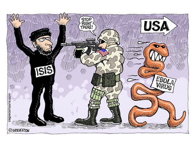 Editorial cartoon Ebola ISIS U.S.