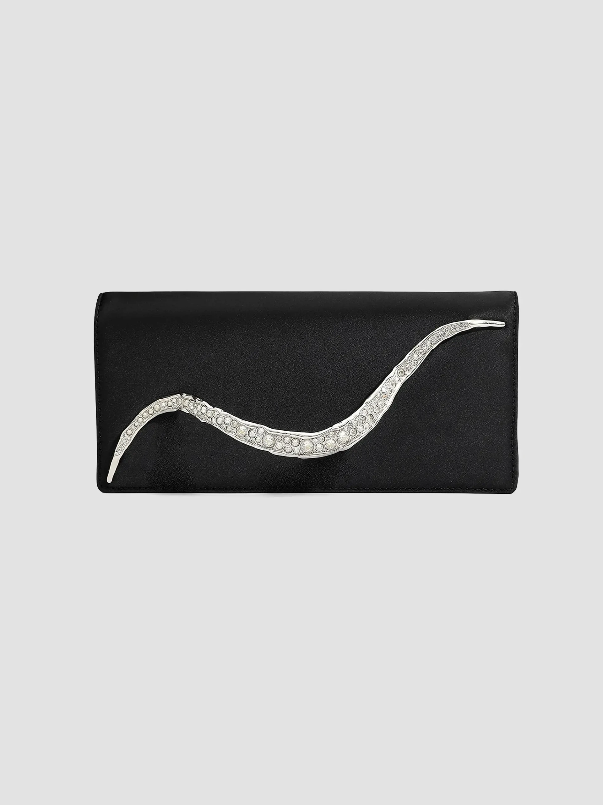 Crystal Curve Satin Clutch