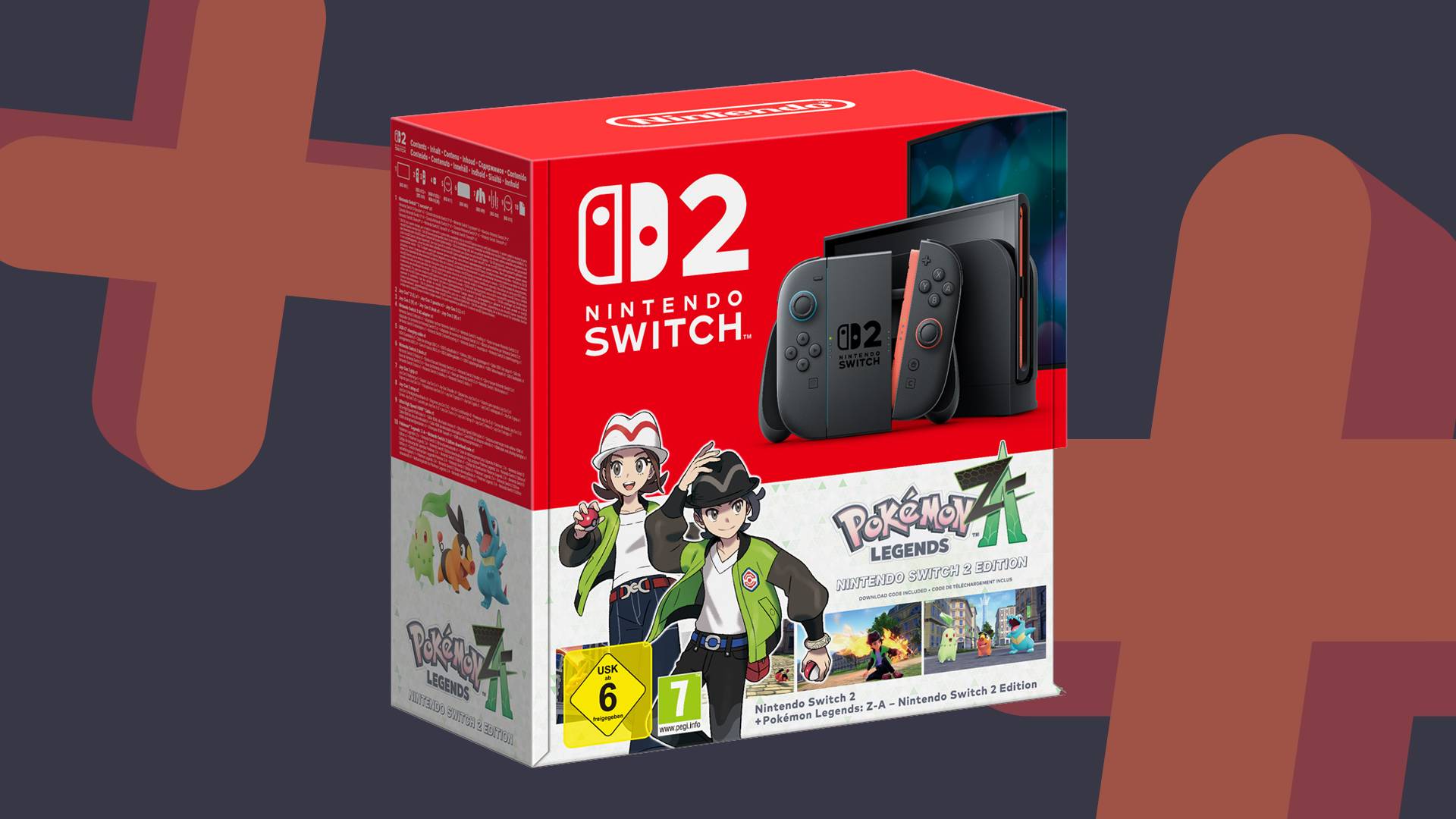 Pokemon Legends Z-A Switch 2 bundle box with GamesRadar navy and orange backdrop.