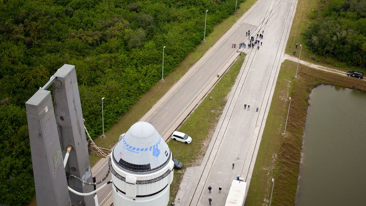 A United Launch Alliance Atlas V rocket with Boeing&rsquo;s CST-100 Starliner spacecraft onboard is seen as it is rollout out of the Vertical Integration Facility to the launch pad at Space Launch Complex 41 ahead of the Orbital Flight Test mission, Wednesday, Dec. 18, 2019 at Cape Canaveral Air Force Station in Florida.