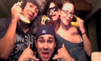 Selena Gomez (center) and buddies, including boyfriend Justin Beiber (not pictured), jump on the "Call Me Maybe" bandwagon with their own lip-synch video. 