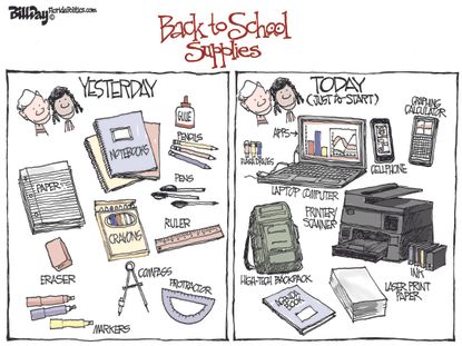Editorial cartoon U.S. Back to school supplies technology