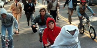 Elliott and the gang on their bikes in E.T. the Extra-Terrestrial