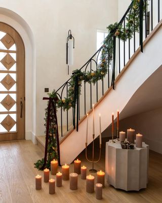 bows on a christmas staircase