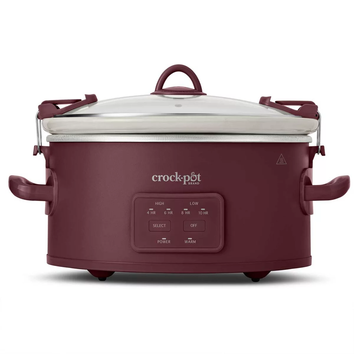 Crock-Pot 6qt Cook U0026#38; Carry Programmable Slow Cooker Ceramic Lambrusco Red: 3 Settings, Dishwasher-Safe Parts, 210w