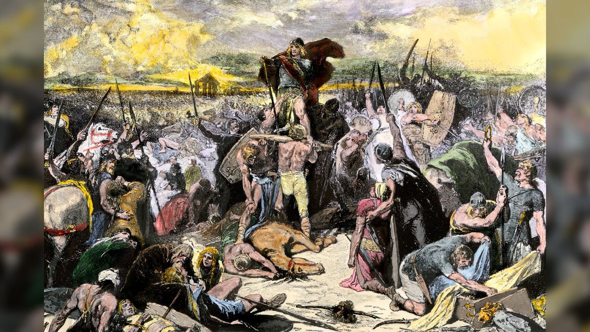 the Visigoths near Chalons after defeating Attila and his Huns in A.D. 451 ...