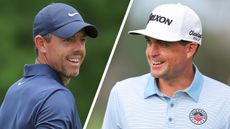 Rory McIlroy and Keegan Bradley smiling on the golf course