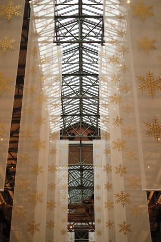 Roof of Battersea Power Station with Christmas decorations