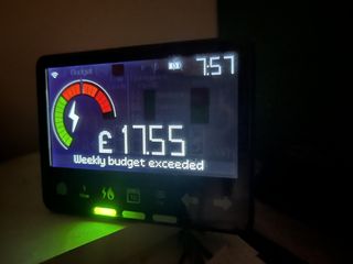 Smart meter showing weekly budget exceeded