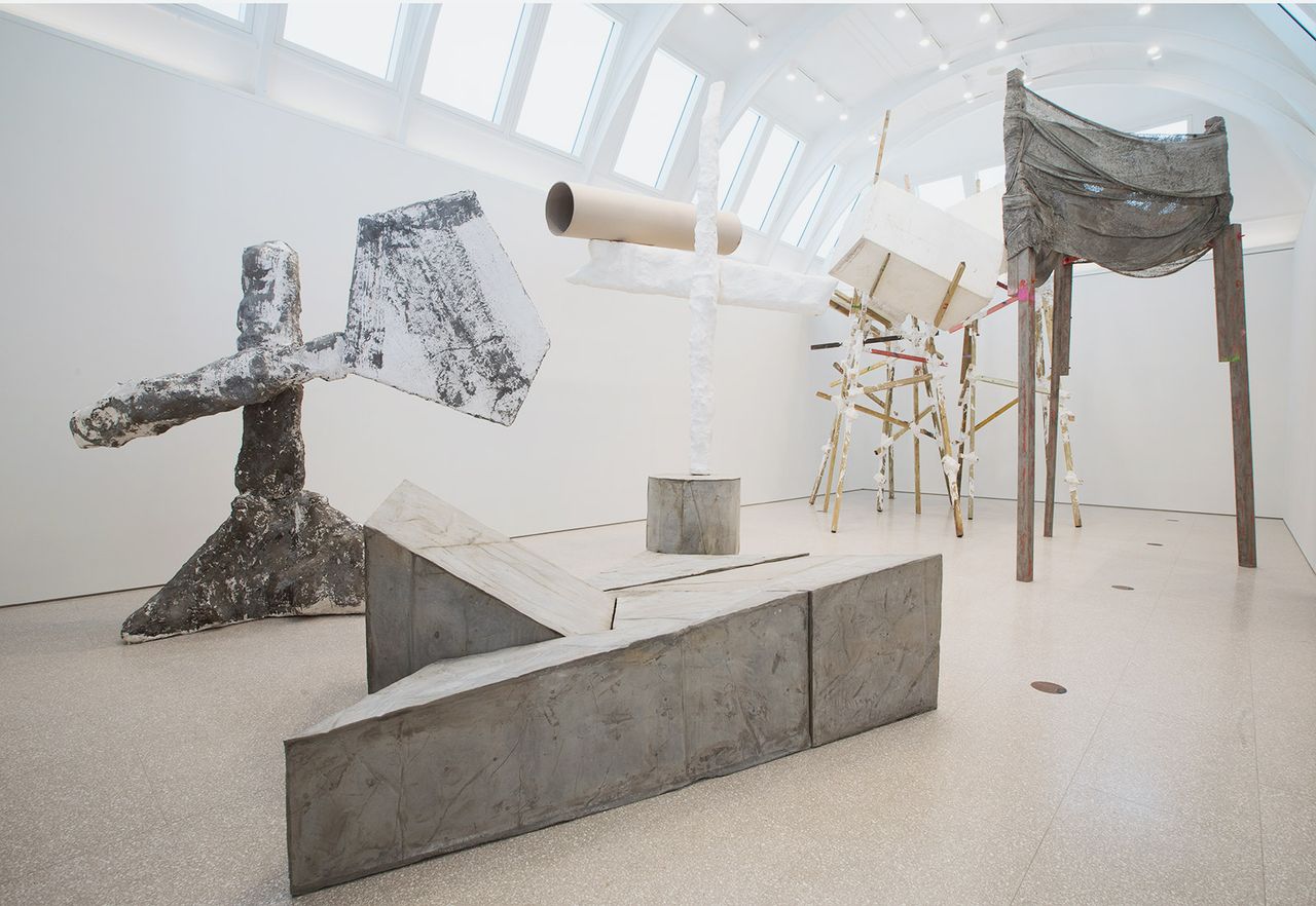 Installation view of Phyllida Barlow’s ‘cul-de-sac’ at Royal Academy of Arts, London