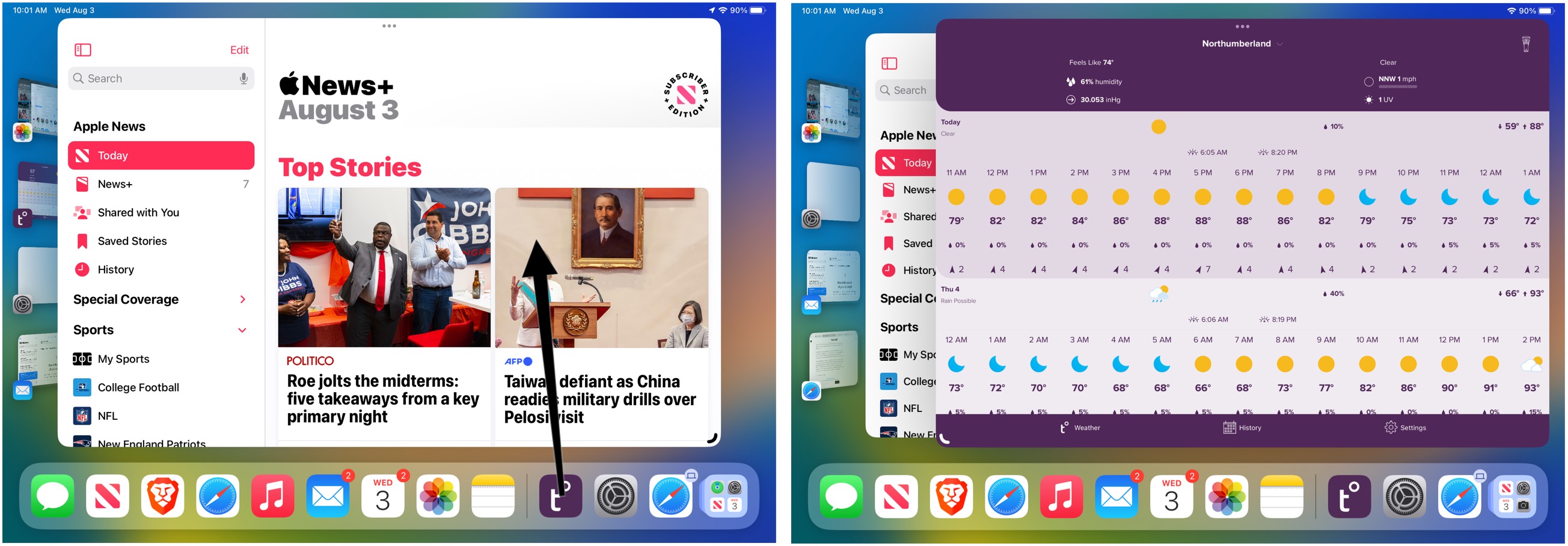 To group apps with Stage Manager: Open the first app you want to group.  Then drag and drop the second app from the Recent Apps section OR the Dock onto the Home screen.