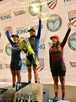 Lily Williams (Hagens Berman | Supermint) on top step of the podium