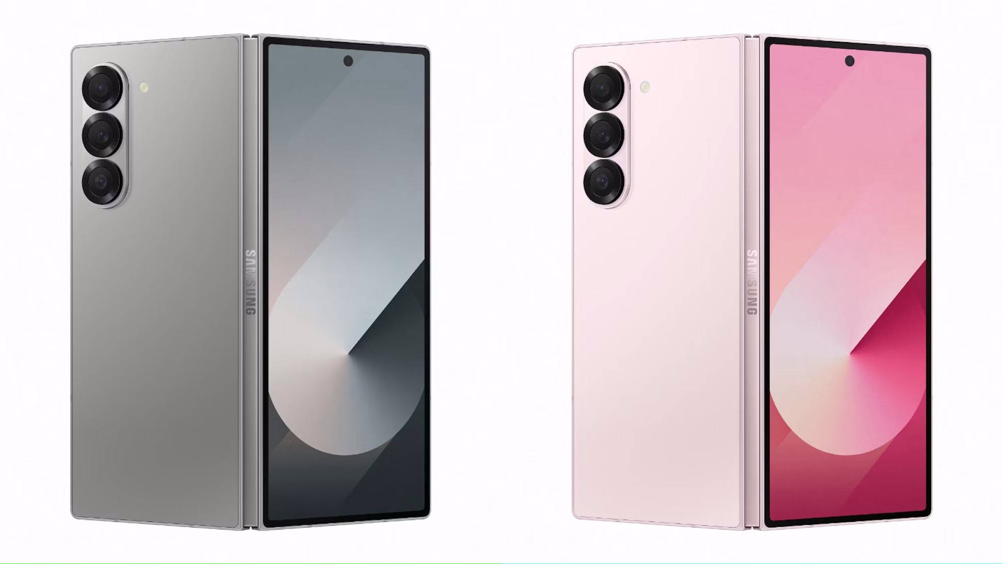 Galaxy Z Fold 6 in gray and pink