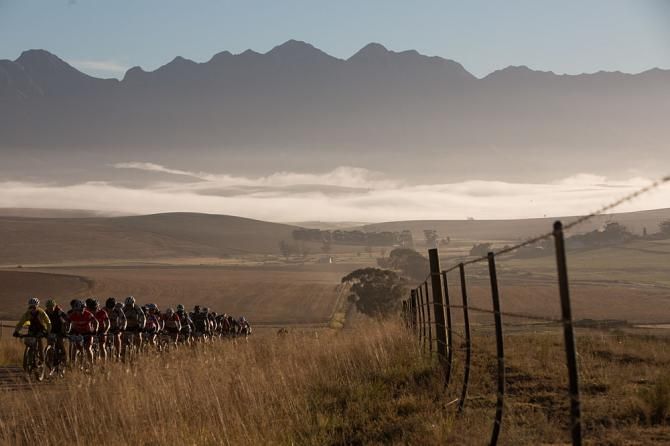Riders make their way through the farmlands just outside Greyton