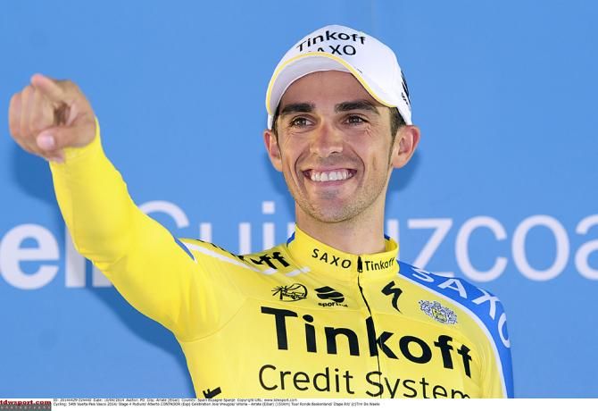 Alberto Contador lost a few seconds but still leads the race