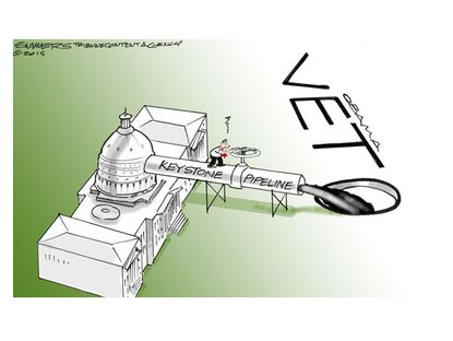 Political cartoon GOP Keystone XL Pipeline veto