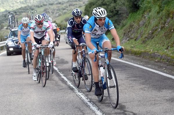 The day's breakaway led by Marcello Pavarin (Colnago CSF Inox)