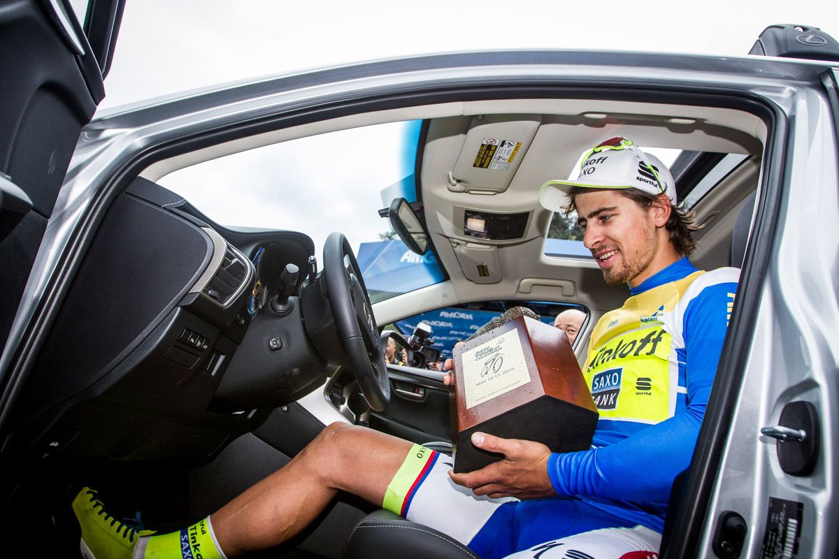 Peter Sagan (Tinkoff-Saxo) sits in his new Lexus