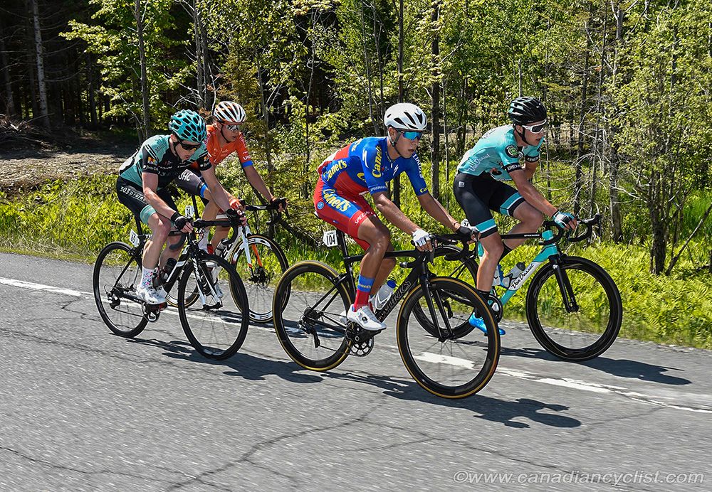The early breakaway gets underway during stage 1 at Tour de Beauce