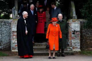 Queen Elizabeth and Prince Philip after attending the Royal Family's traditional Christmas Day church service