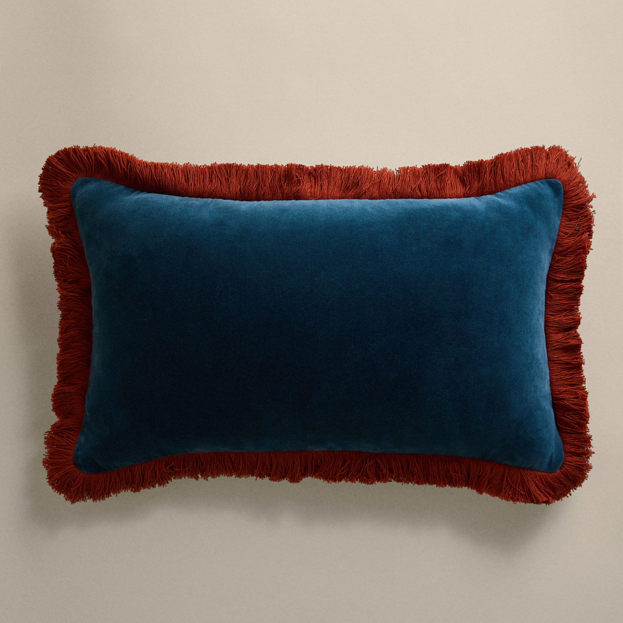 Pure Cotton Velvet Fringe Bolster Cushion