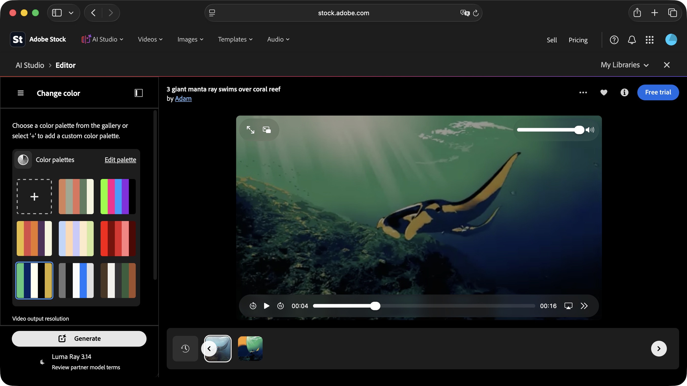 Usingf Adobe Stock's AI Studio tools on a Mac