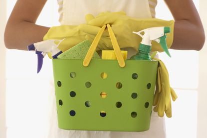 woman doing household chores