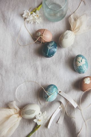 herb printed easter eggs