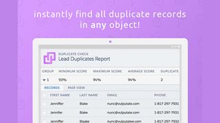 Website screenshot of DuplicateCheck for Salesforce.