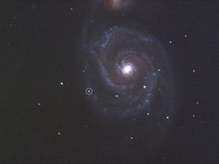 Photo of a new supernova in the nearby galaxy M51. Researchers noticed the explosion between May 31 and June 1, 2011.