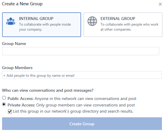 Create a group in Yammer