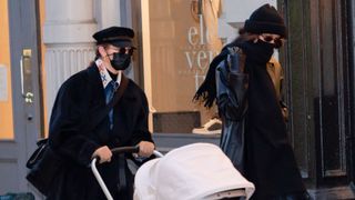 new york, new york december 15 gigi hadid l and bella hadid are seen in soho on december 15, 2020 in new york city photo by gothamgc images