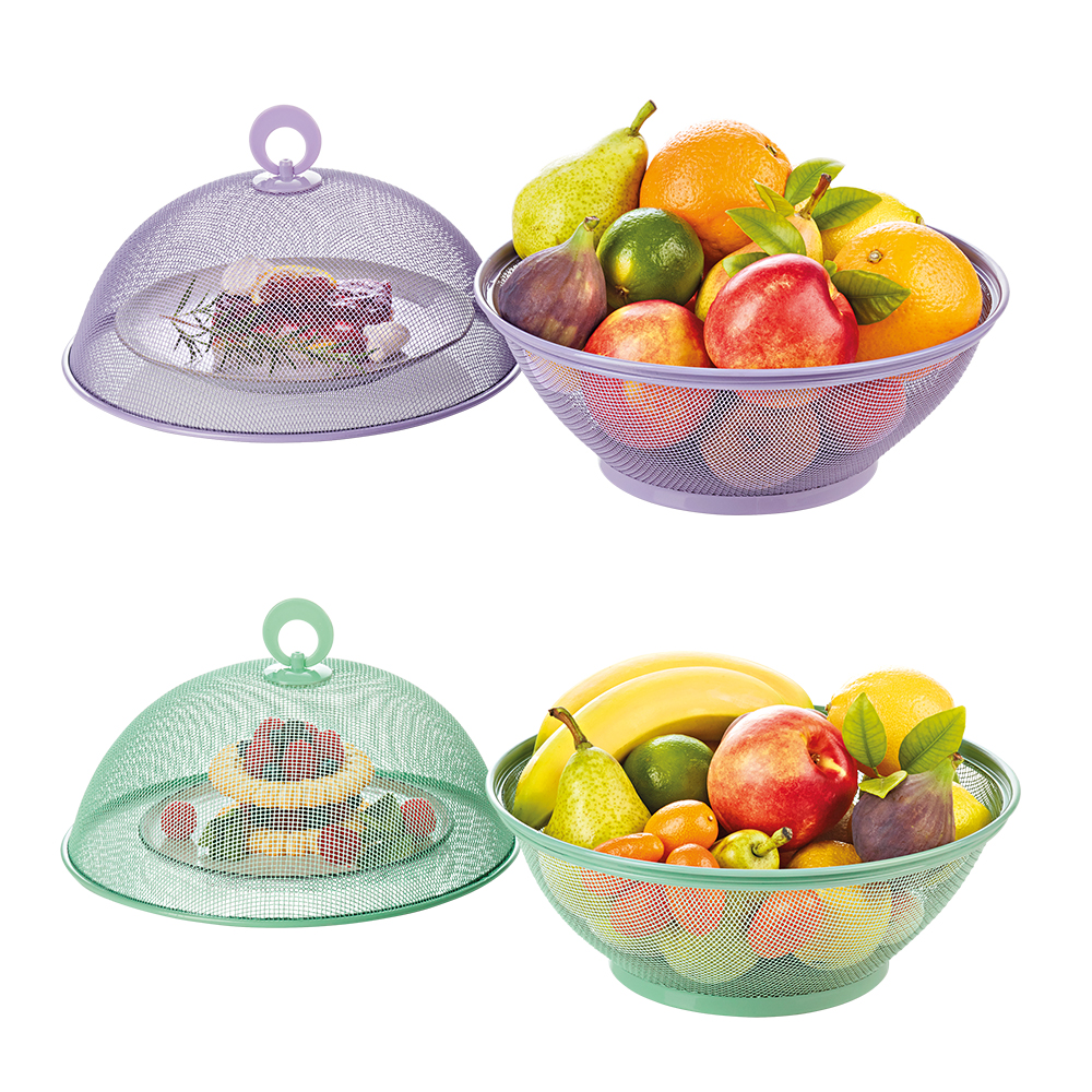 green and purple fruit basket