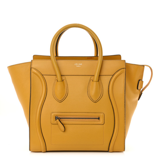 Celine Drummed Calfskin Mini Luggage Ocre