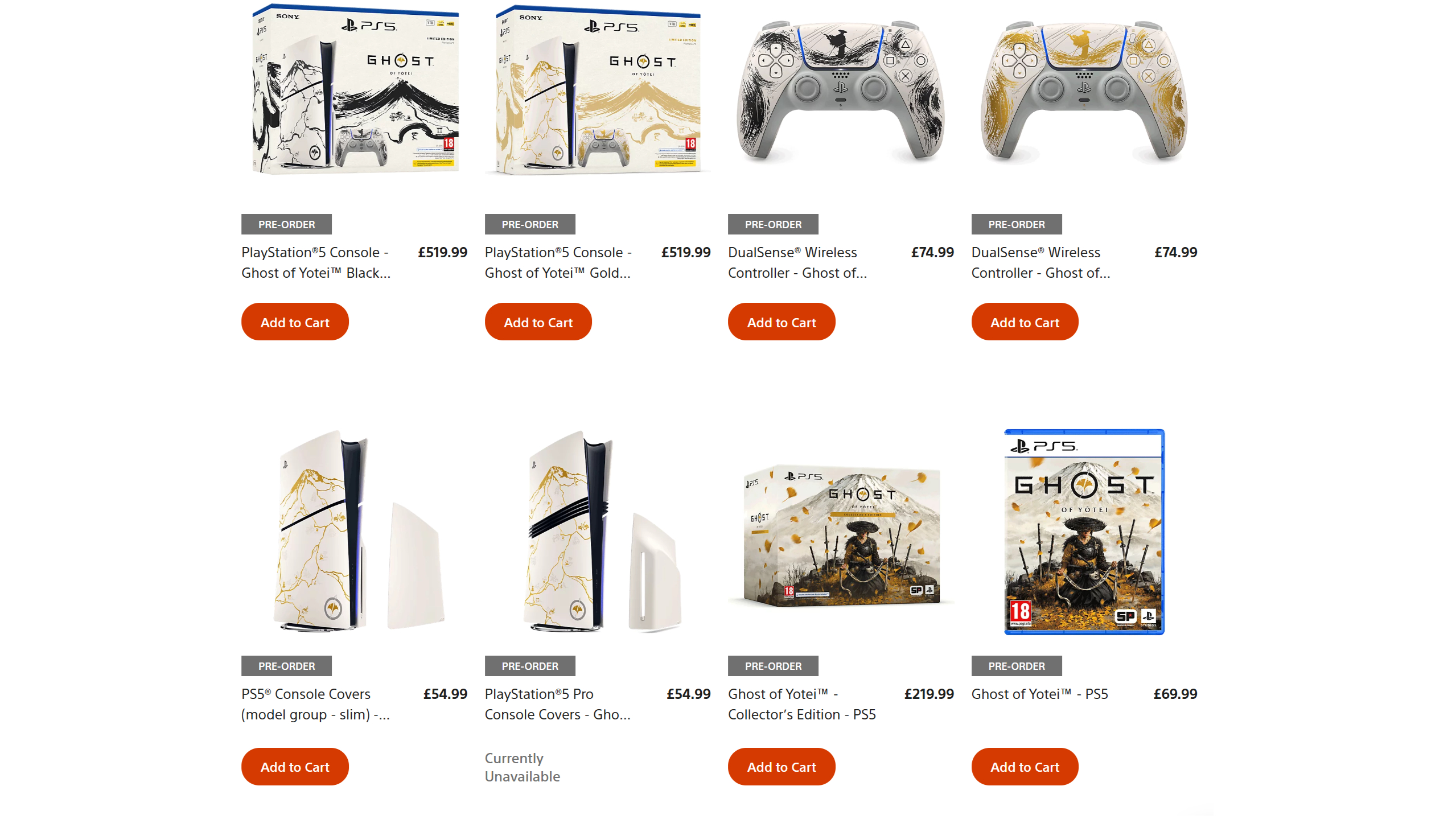 Ghost of Yotei PS5 listings at PlayStation Direct