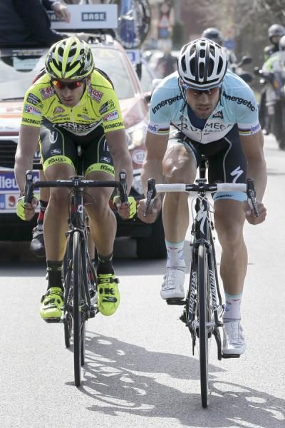 Filippo Pozzato (Farnese Vini - Selle Italia), and Tom Boonen (Omega Pharma - QuickStep)